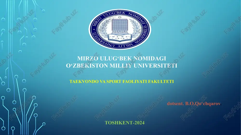 taekvondo sport turida saralash va uning ahamiyati — PPTX