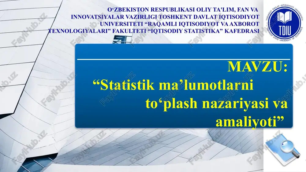 statistikma’lumotlarnito‘plashnazariyasivaamaliyoti — PPTX