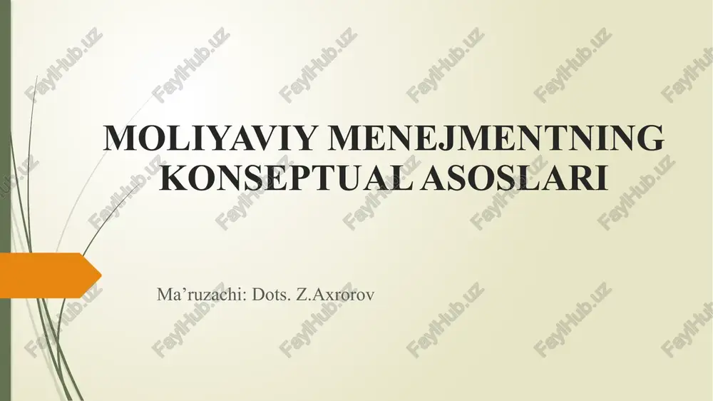 moliyaviy menejmentning konseptual asoslari — PPTX
