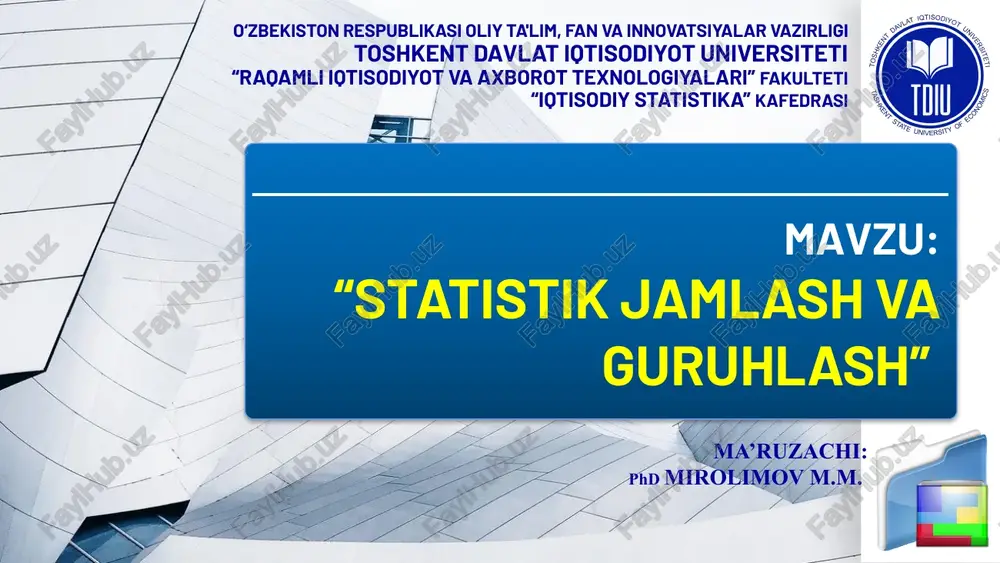 statistik jam'lash va guruhlash — PPTX