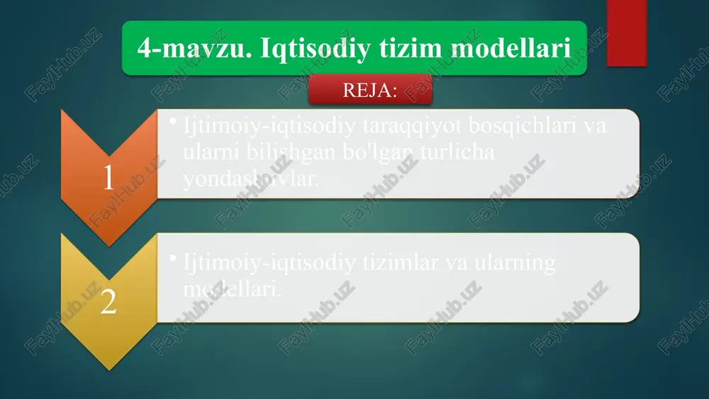 iqtisodiy tizim modellari — PPTX