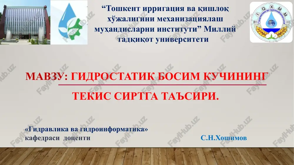 gidravlikava hidroinformatika — PPTX