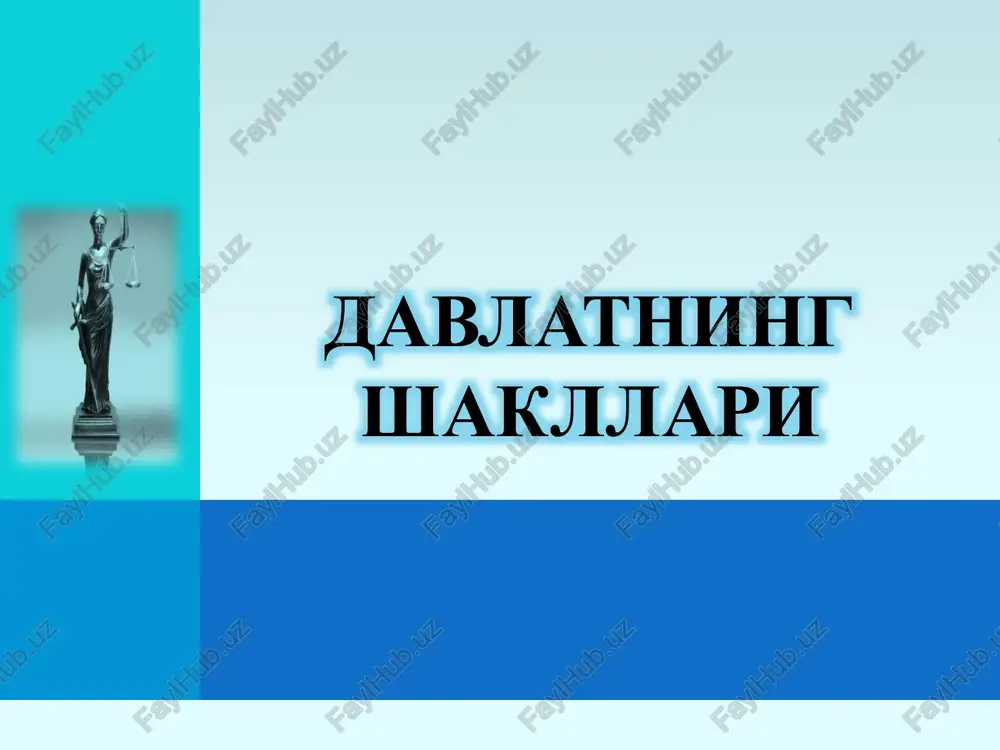 davlatning shakllari tushunchasi va uning tarkibiy elementlari — PPTX