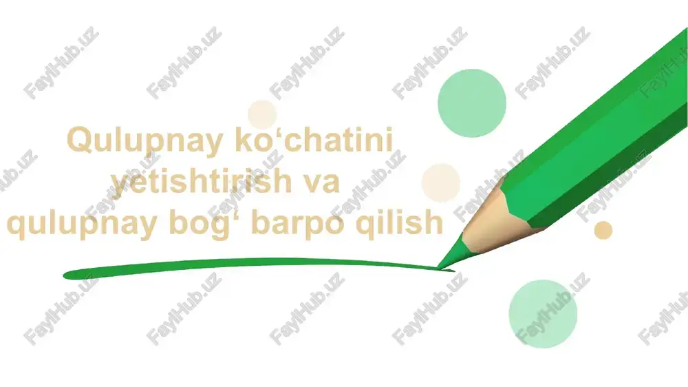 qulupnay koʻchatini yetishtirish va bog' barpo etish — PPTX
