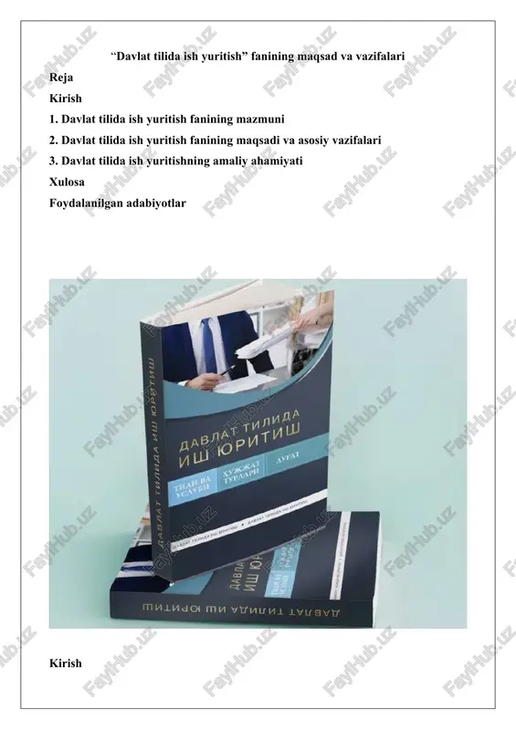 davlat tilida ish yuritish fani — DOCX