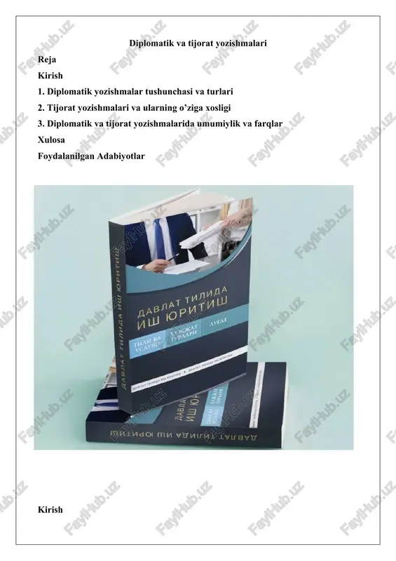 diplomatik va tijorat yozishmalari — DOCX