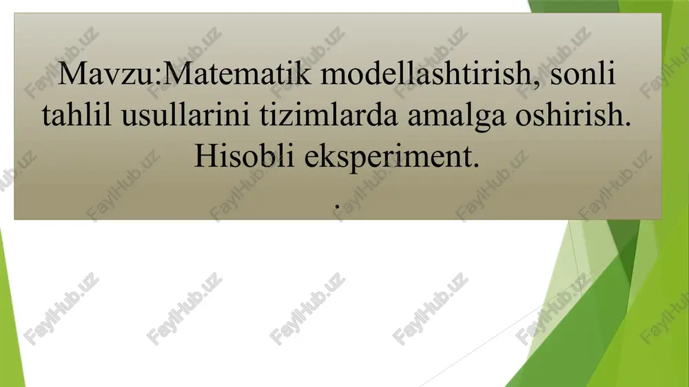 matematik modellash — PPTX