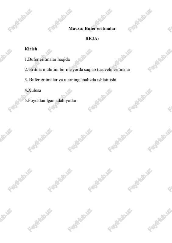 bufer eritmalar — DOCX