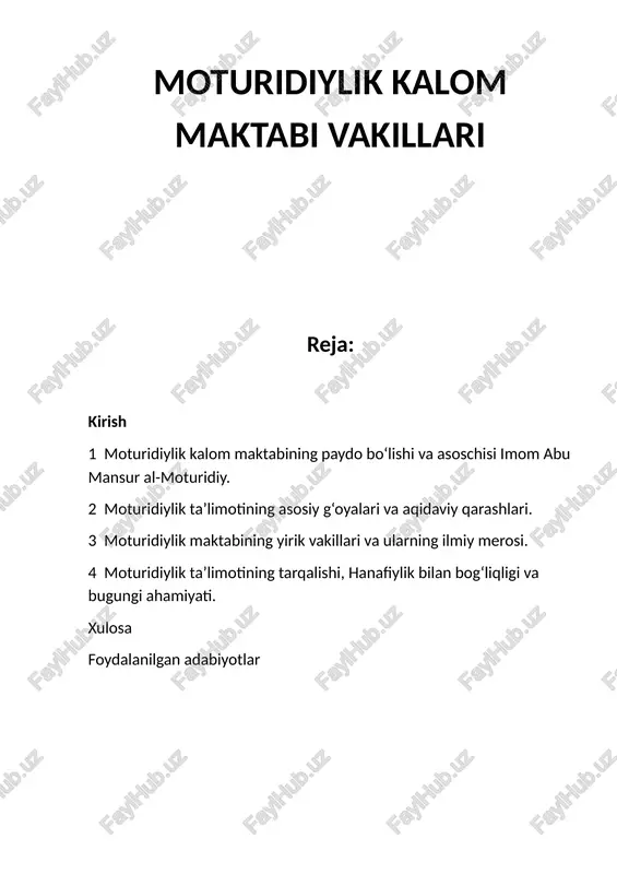moturidiylik kalom maktabi — DOCX