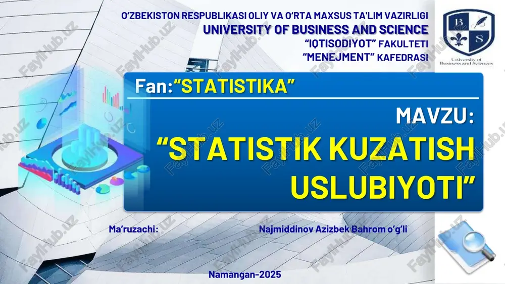 statistik kuzatish uslubiyoti — PDF