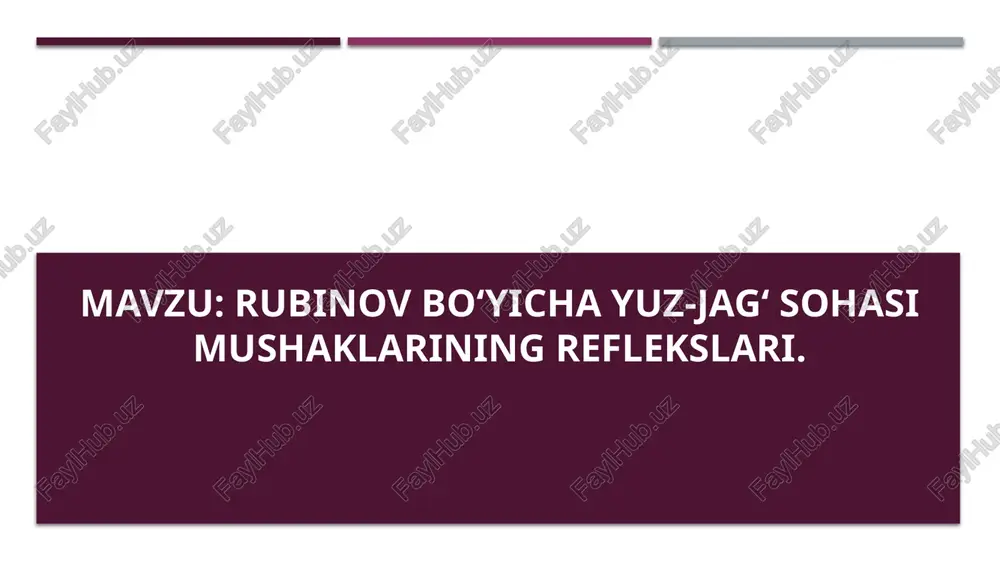 yuz-jag‘ sohasi mushaklarining reflekslari — PPTX