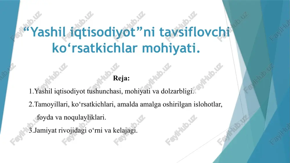 yashil iqtisodiyot — PPTX