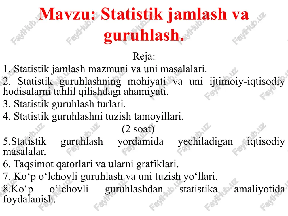 statistik jamlash va guruhlash — PPTX
