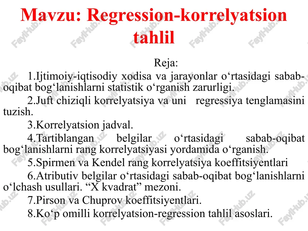 regression-korrelyatsion tahlil — PPTX