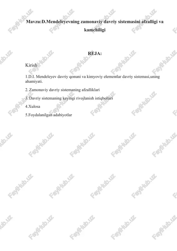 kimyoviy elementlar davriy sistemasi — DOCX