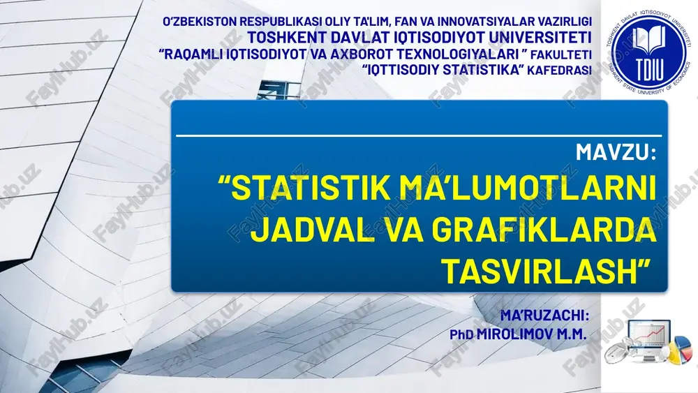 statistik ma’lumotlarni jadval va grafiklarda tasvirlash — PPTX