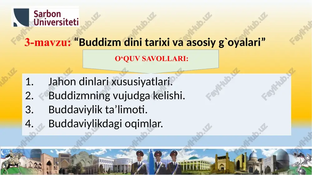 jahon dinlari xususiyatlari — PPTX