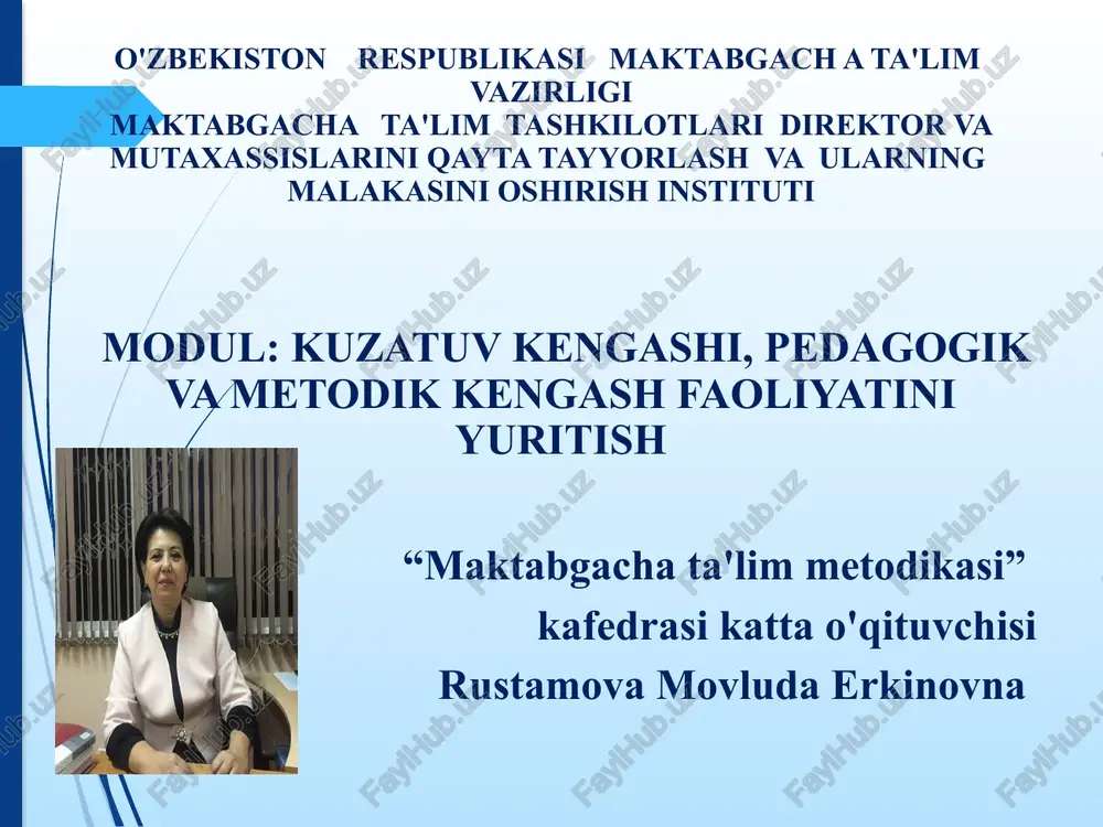 maktabgacha ta'lim vazirligining malakasini oshirish instituti — PPTX