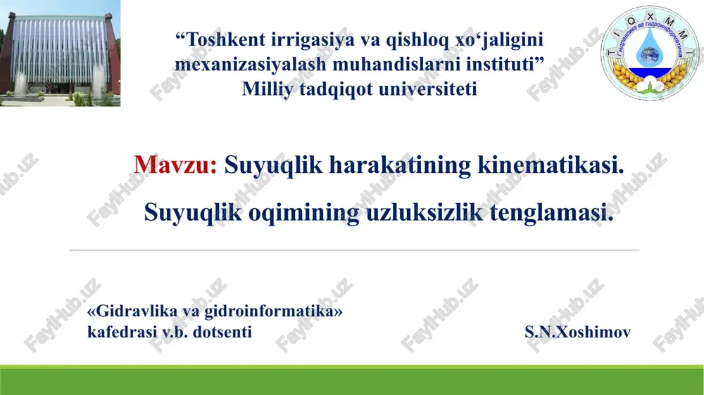 gidravlika va gidroinformatika — PPTX
