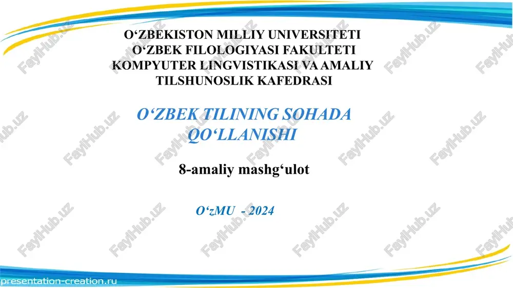 o‘zbek tilining sohada qo‘llanishi — PPTX