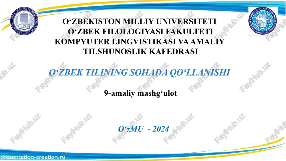 o‘zbekiston milliy universiteti — PPTX