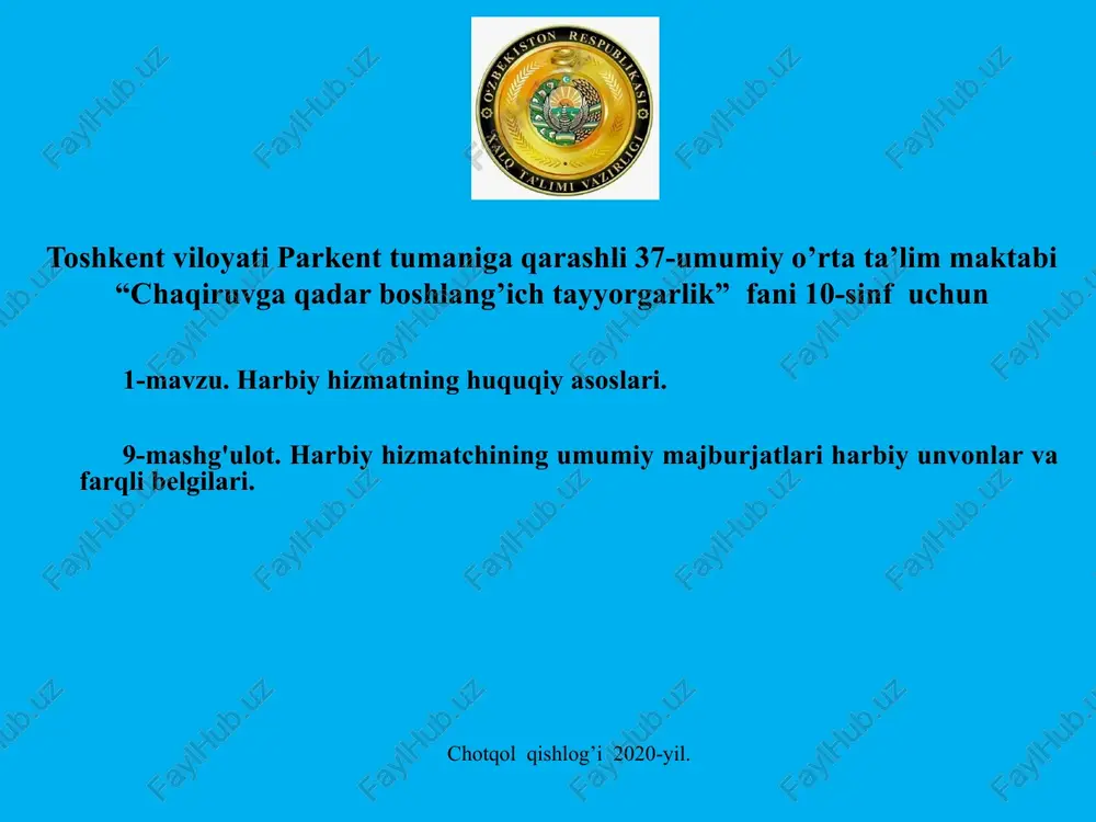 chaqiruvga qadar boshlang’ich tayyorgarlik — PPTX