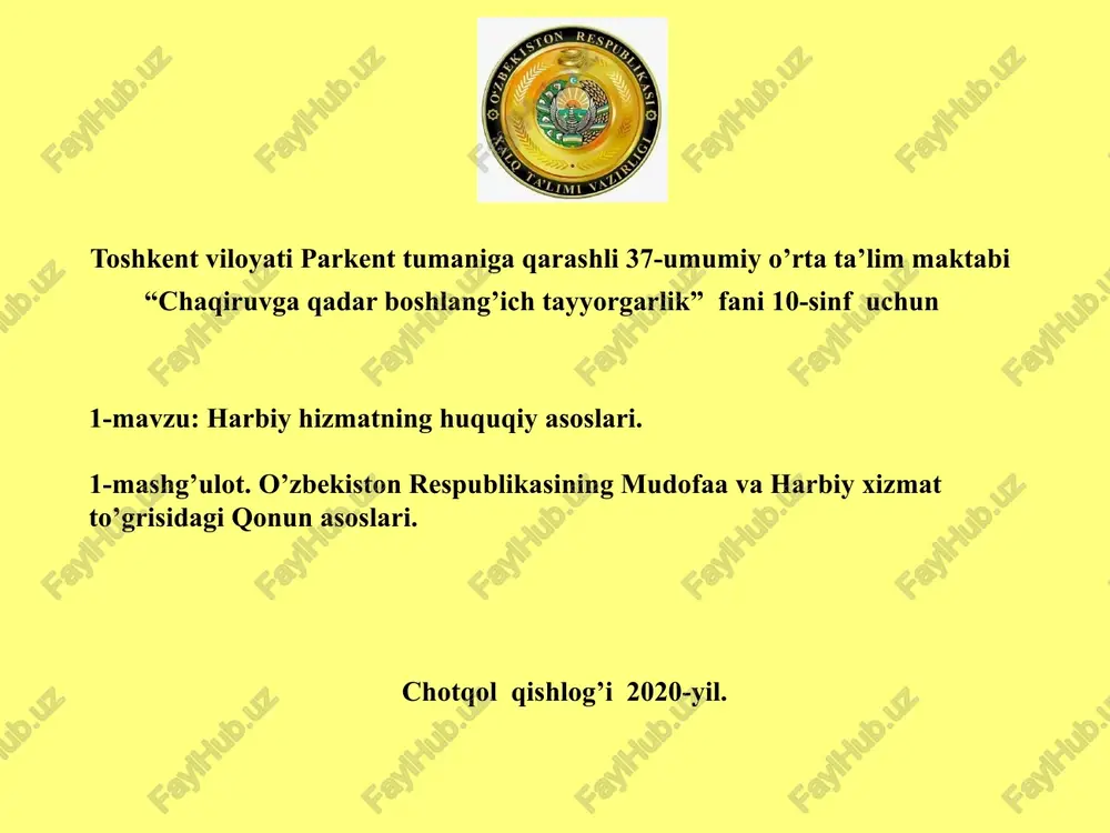 harbiy hizmatning huquqiy asoslari — PPTX