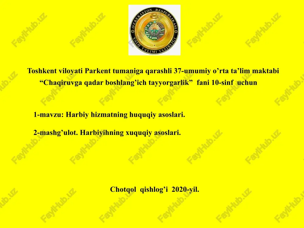 harbiy hizmatning huquqiy asoslari — PPTX