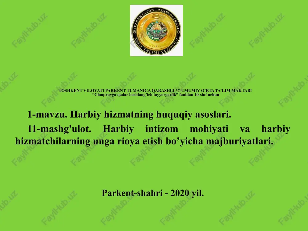 chaqiruvga qadar boshlang’ich tayyorgarlik — PPTX