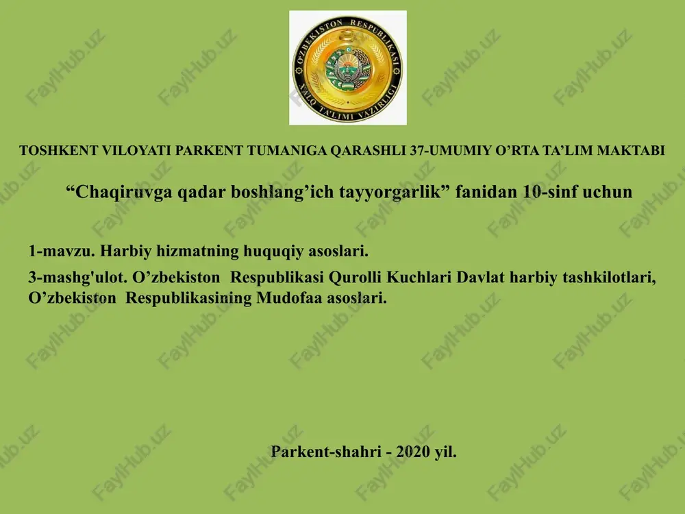 harbiy hizmatning huquqiy asoslari — PPTX