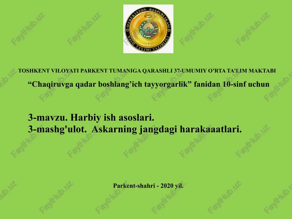 chaqiruvga qadar boshlang’ich tayyorgarlik — PPTX