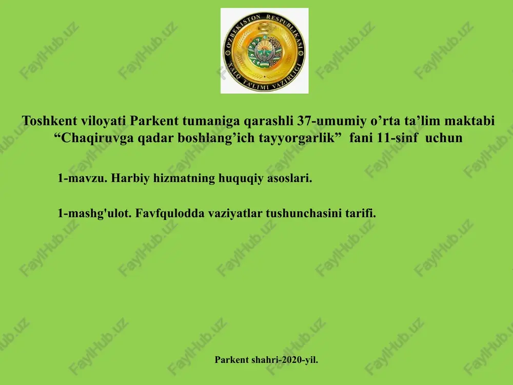 "chaqiruvga qadar boshlang’ich tayyorgarlik" — PPTX