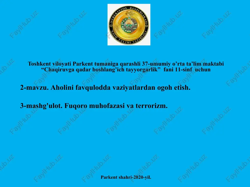 chaqiruvga qadar boshlang'ich tayyorgarlik — PPTX