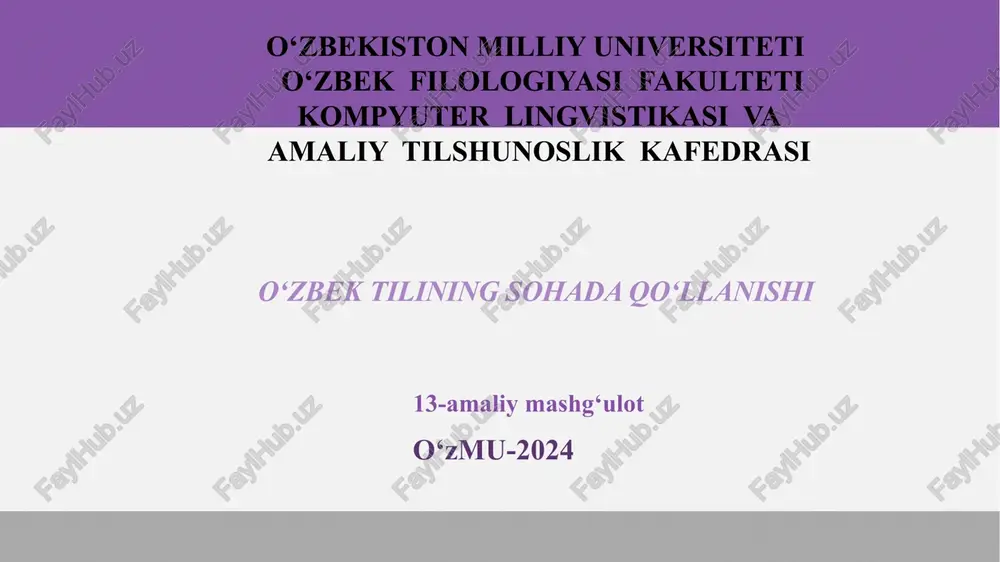 o‘zbek tilining sohada qo‘llanishi — PPTX