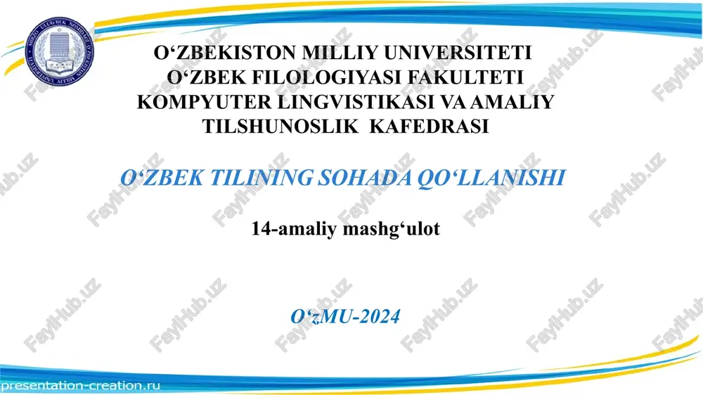 o‘zbekiston milliy universiteti — PPTX