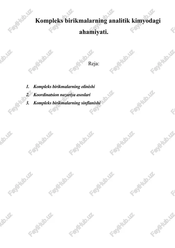 kompleks birikmalar — DOCX