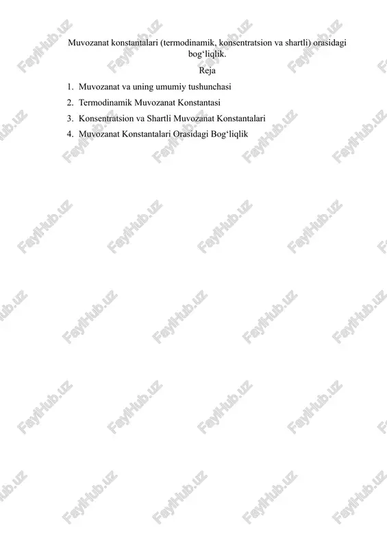 muvozanat konstantalari — DOCX