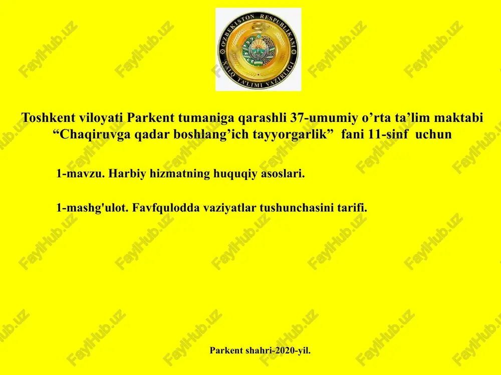 chaqiruvga qadar boshlang’ich tayyorgarlik — PPTX