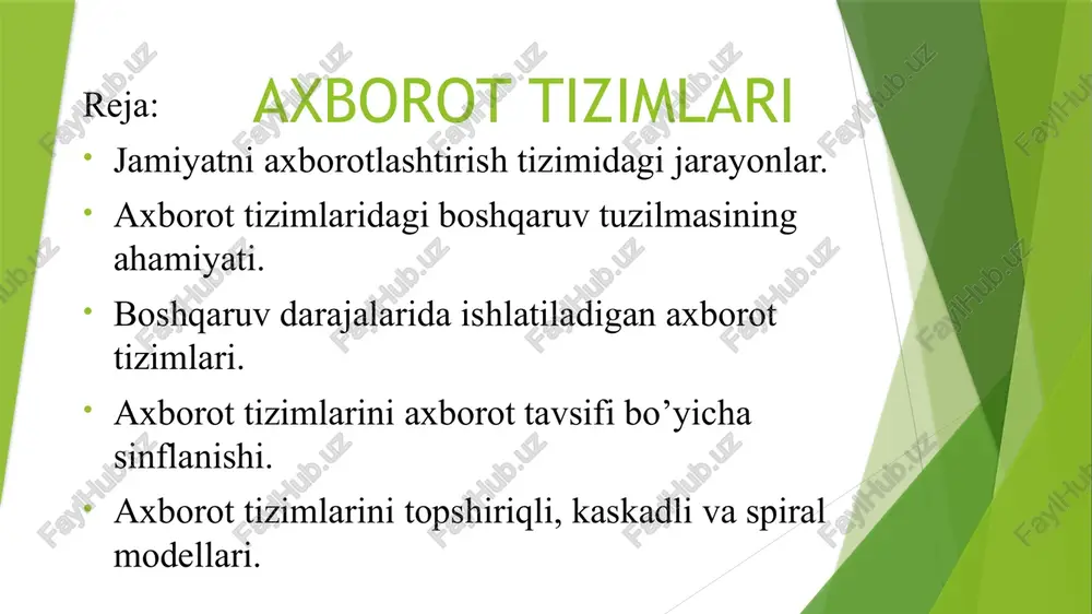 axborot tizimlari — PPTX