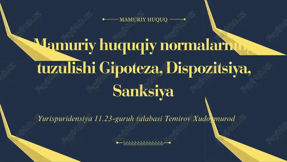 mamuriy huquqiy normalarning tuzulishi — PPTX