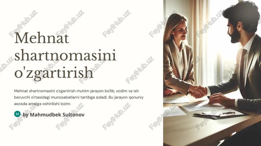 mehnat shartnomasini o'zgartirish — PPTX