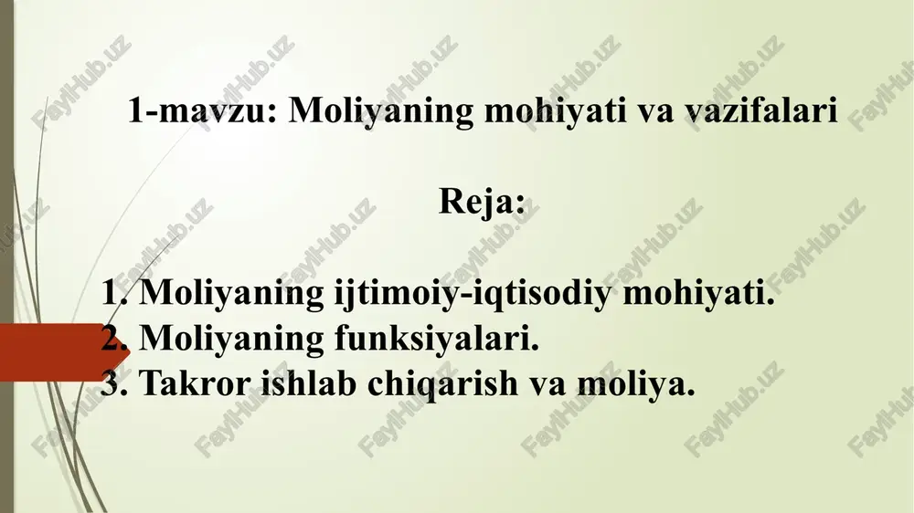 moliyaning mohiyati va vazifalari — PPTX
