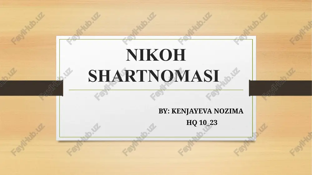 nikoh shartnomasi — PPTX