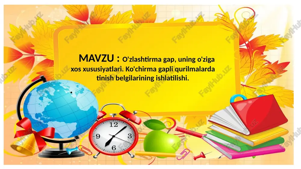 o'zlashtirmaning o'ziga xos xususiyatlarini — PPTX
