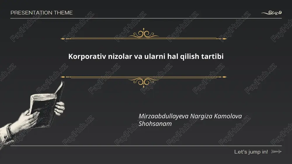 korporativ nizolar va ularni hal qilish tartibi — PPTX
