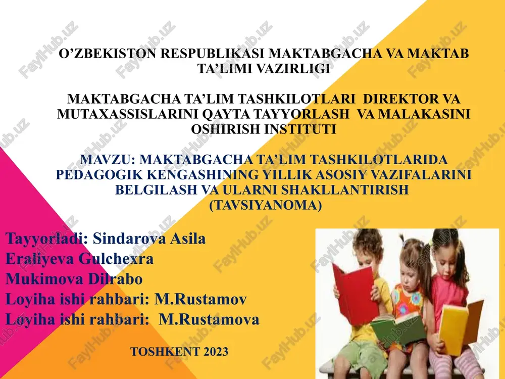 pedagogik kengashining yillik asosiy vazifalari — PPTX