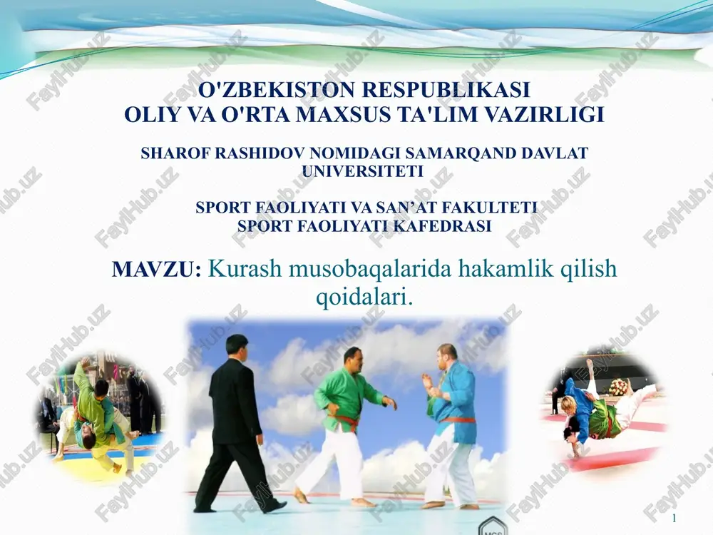 kurash musobaqalari hakamlik qoidalari — PPTX