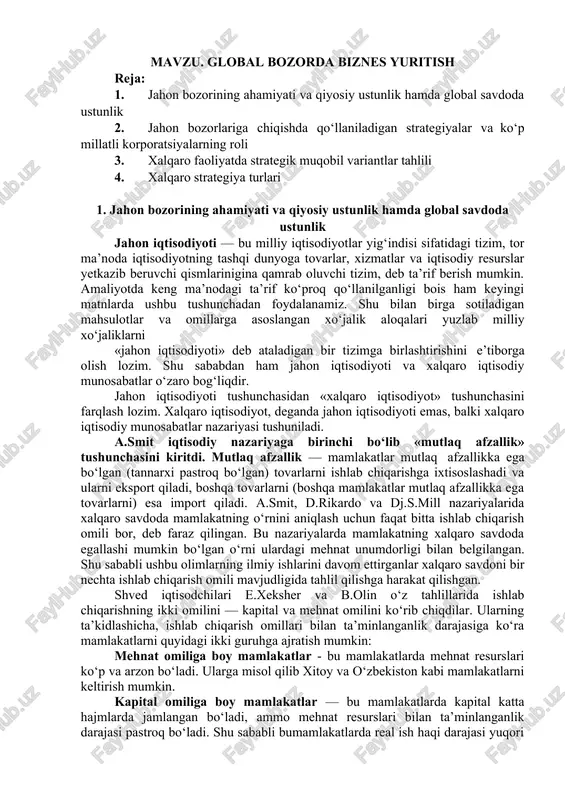 global bozorda biznes yuritish — DOCX