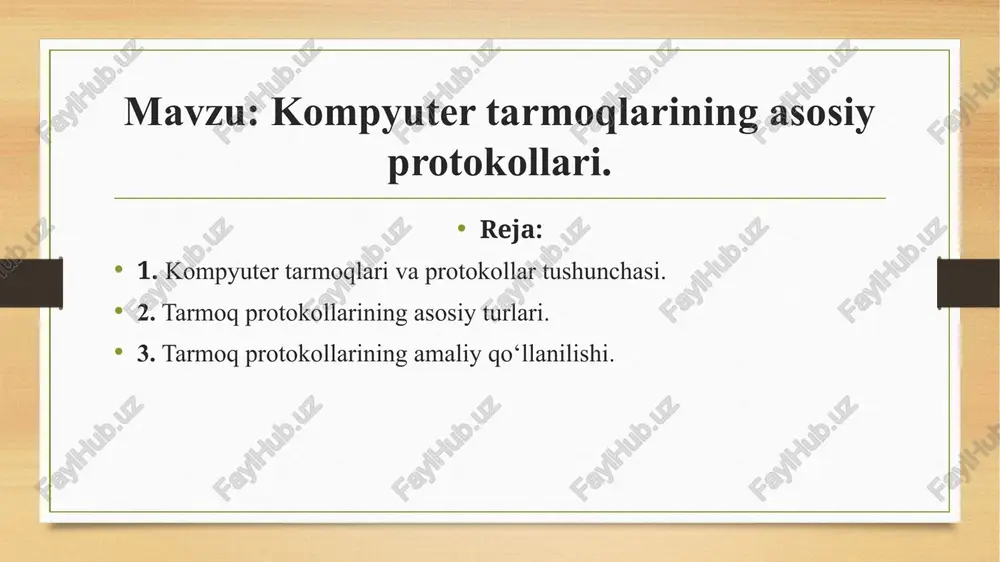 kompyuter tarmoqlari va protokollar — PPTX
