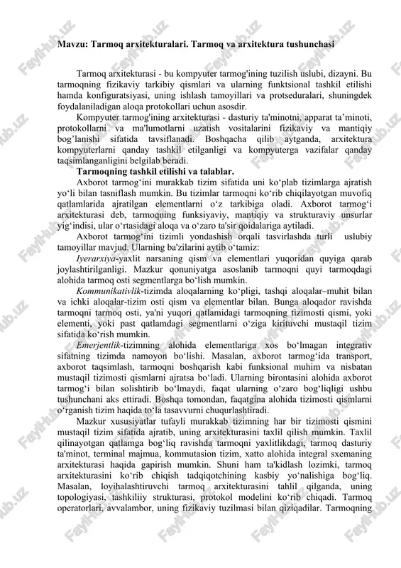 tarmoq arxitekturalari — DOCX